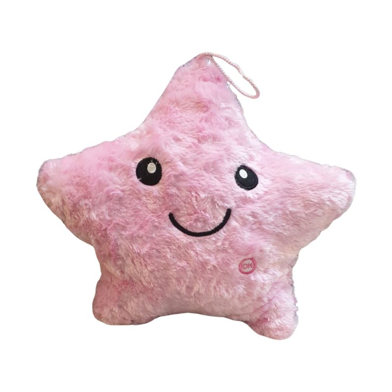 Soft And Adorable Glowing Smiley Star Plush Pillow