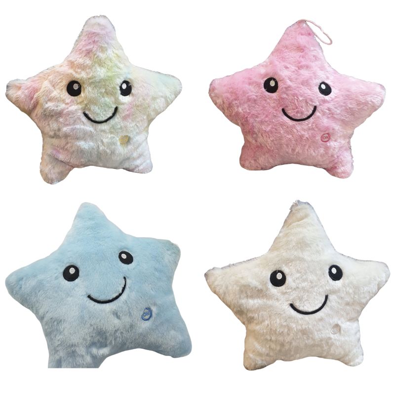 Soft And Adorable Glowing Smiley Star Plush Pillow