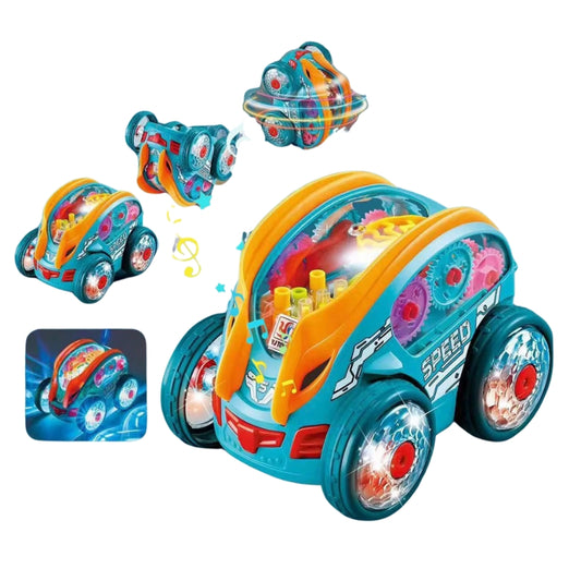 Spin Racer X: 360° Stunt Tipping Car with Transparent Gear Action