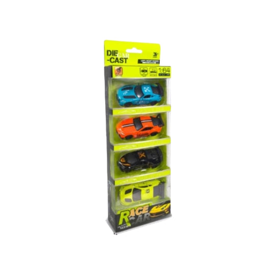1:64 Scale Die-Cast Pull Back Race Car 4-Piece Toy Set