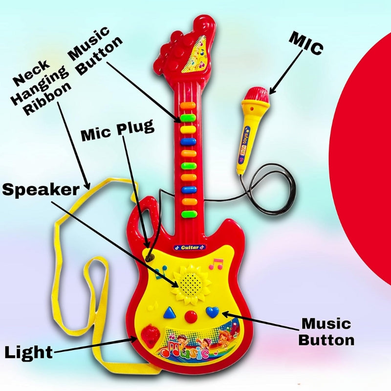 Musical Guitar With Mic And Lights Toy For Kids