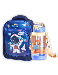 3D Space 13 Inch School Bag & Blue Transparent Water Bottle (GB-2020) (Deal)
