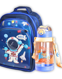 3D Space 16 Inch School Bag & Blue Transparent Water Bottle (GB-2021) (Deal)
