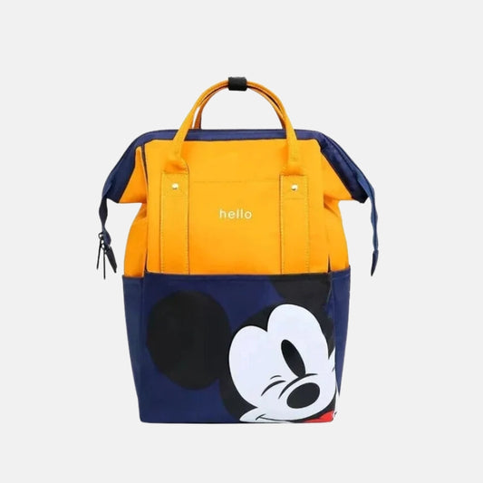 Hello Mickey Mouse Maternity Diaper Backpack - Yellow & Navy Blue