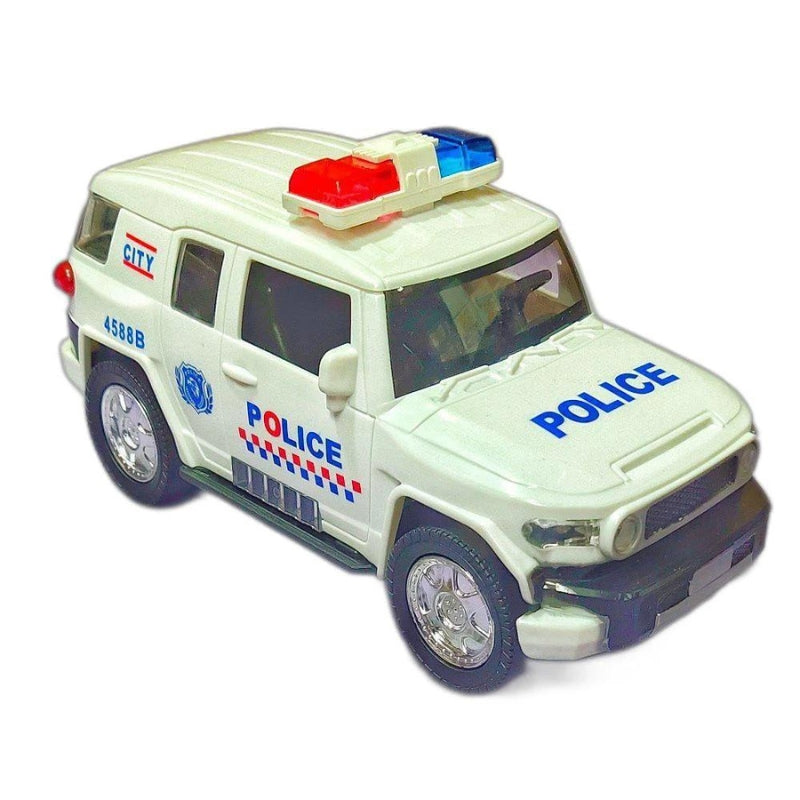 White Battery Operated City Police Jeep