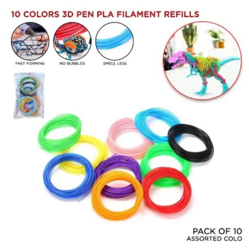 3D Pen Filament Pack Of 10 Assorted Colors