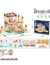 Diy Villa Set With Small Doll Battery For Kids
