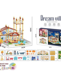 Diy Villa Set With Small Doll Bicycle Battery (207 Peices)
