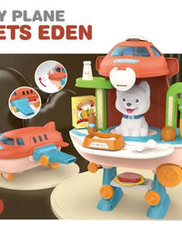 Cartoon Plane Play House Pet Vet Care Set Toys for Kids (26 Pcs)
