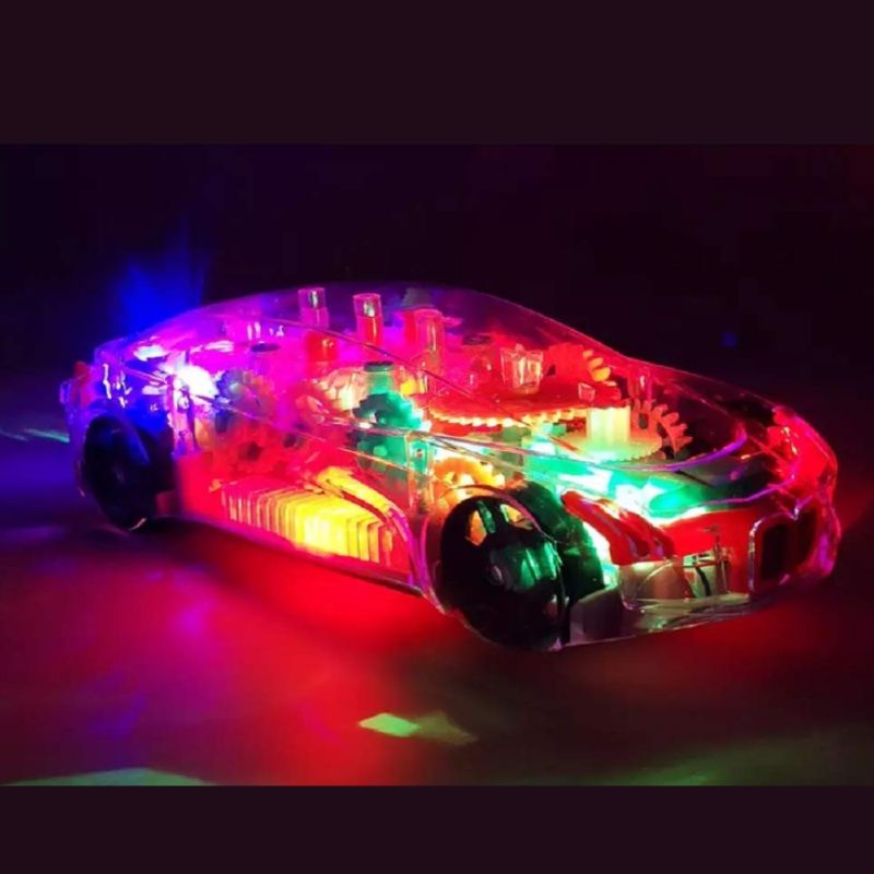 Transparent Electric Police Car With 3D Flashing Light And Music For Kids