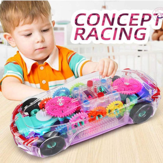 Transparent Electric Police Car With 3D Flashing Light And Music For Kids