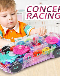 Transparent Electric Police Car With 3D Flashing Light And Music For Kids
