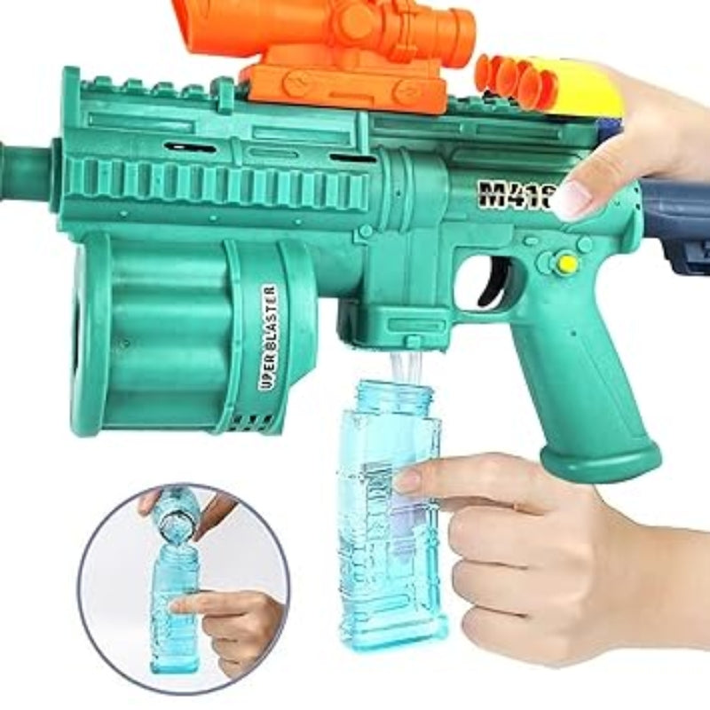 Electric Bubble Machine Gun with Soft Bullet Blaster Toy For Kids