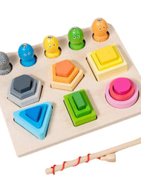 2 In 1 Magnetic Fishing Game And Wooden Shapes Toy For Kids
