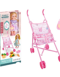 Cute Fashion Plastic Doll With Stroller Accessories Toy For Girls
