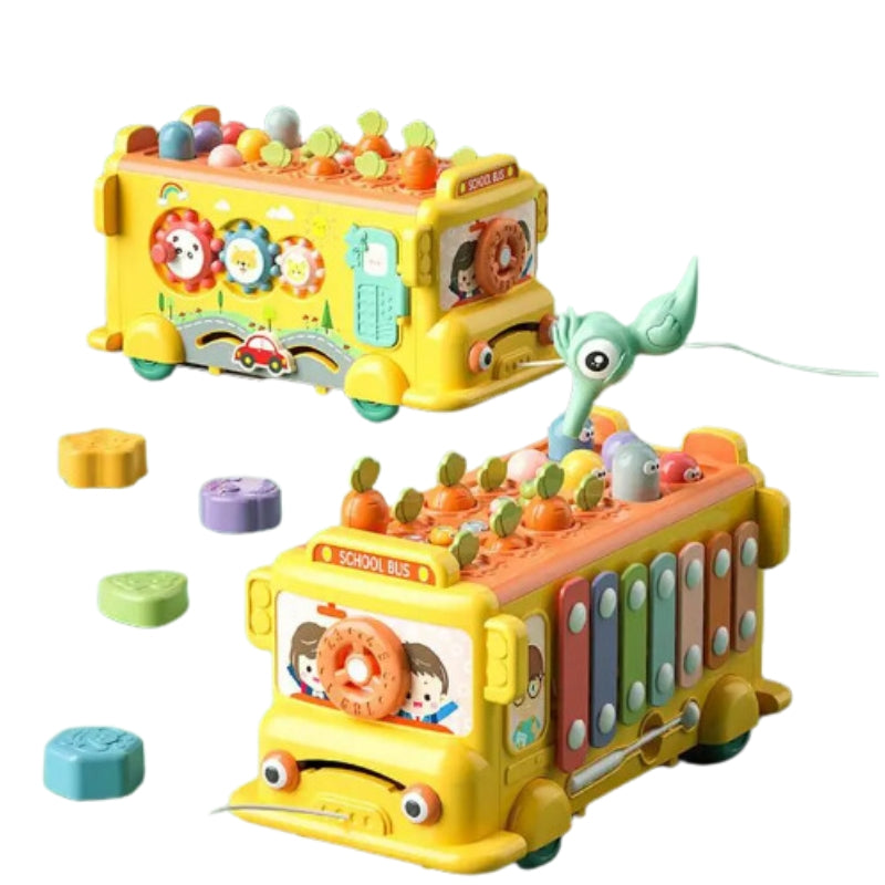 3 in 1 Children's School Bus Musical Piano Toy For Kids