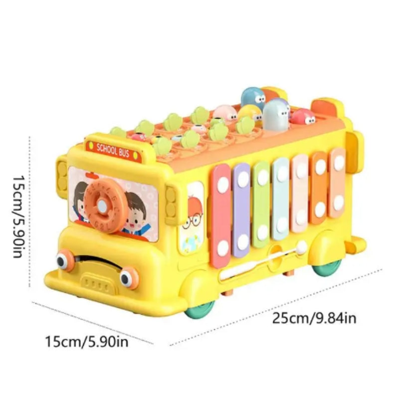 3 in 1 Children's School Bus Musical Piano Toy For Kids