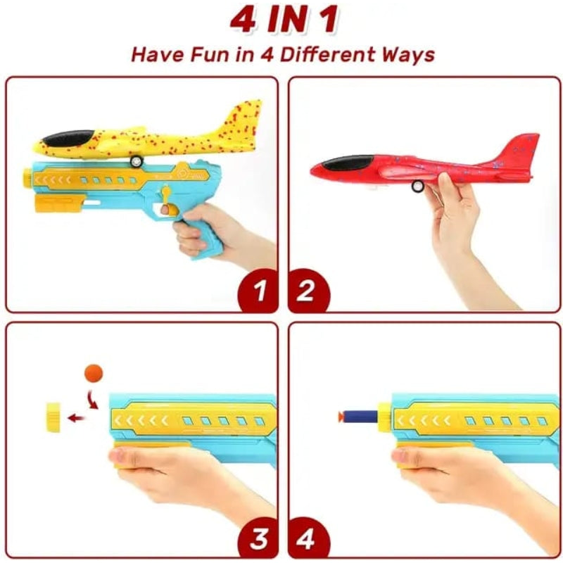 Aircraft Shooting Soft Ball Gun With Multifunction Toy For Kids