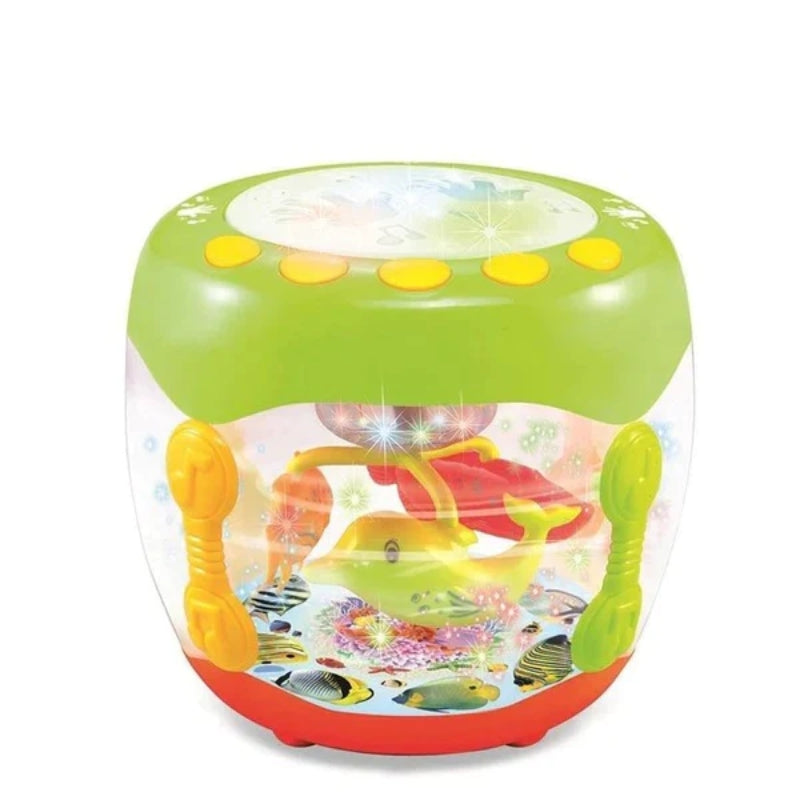 Flash Drum Fish Rotating 3D Lights Toy For Kids