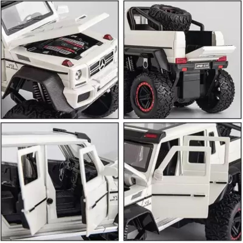 G63 6 Wheel Alloy Car Model Sound And Light Modified Off-Road Simulation