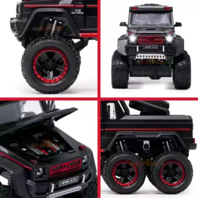 G63 6 Wheel Alloy Car Model Sound And Light Modified Off-Road Simulation