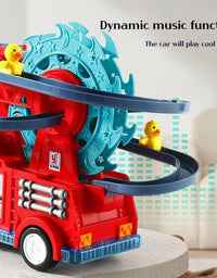 Battery Operated Stair-Climbing Fire Truck Toy With 3 Ducks

