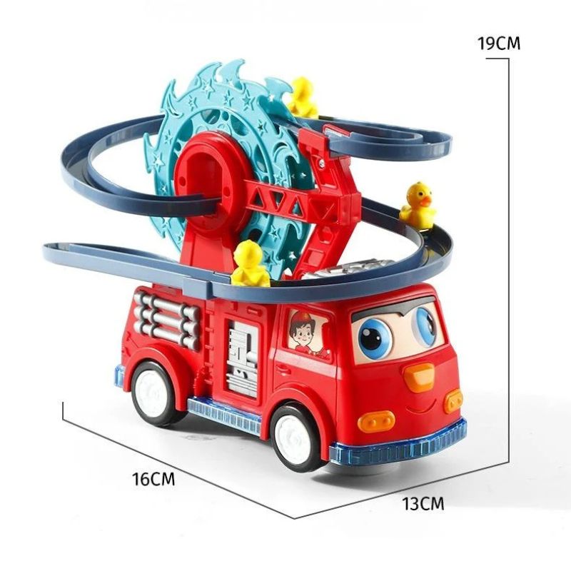 Battery Operated Stair-Climbing Fire Truck Toy With 3 Ducks