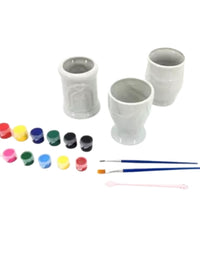 DIY Porcelain Cup Painting Set For Kids - 9pcs
