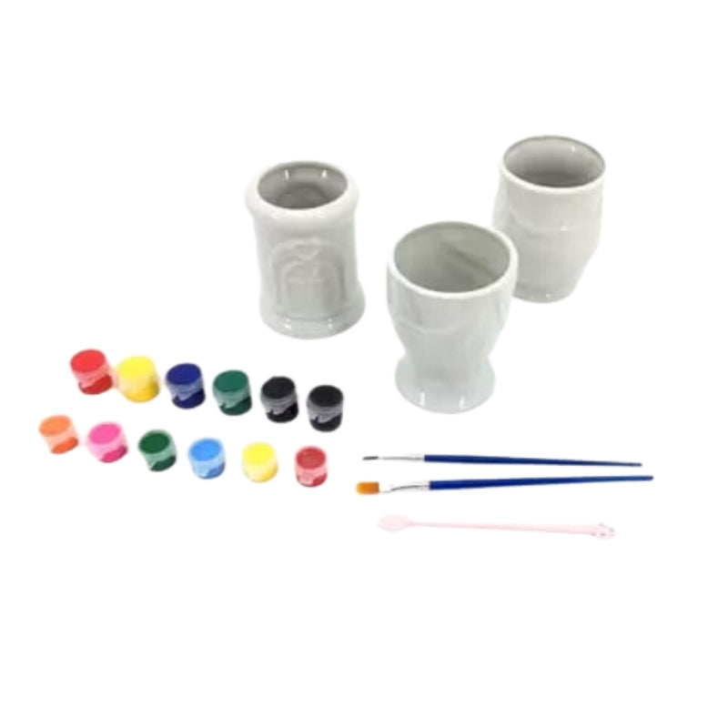 DIY Porcelain Cup Painting Set For Kids - 9pcs