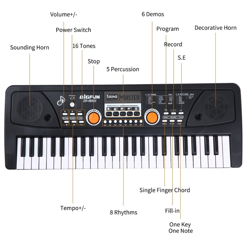 Bigfun 40 Keys Electronic Keyboard With Mic For Kids