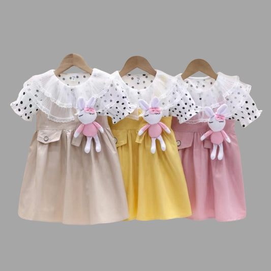 Adorable Rabbit Doll Cotton Frock For Kids