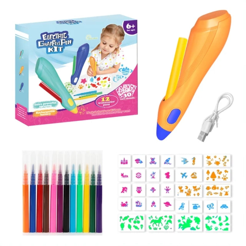 Electric Multicolor Blow Pen For Kids - 12 Colors