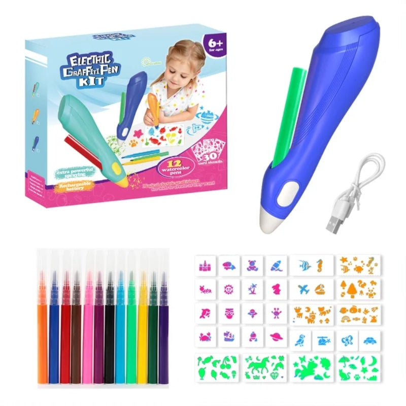 Electric Multicolor Blow Pen For Kids - 12 Colors
