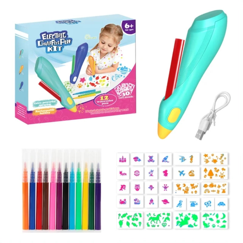 Electric Multicolor Blow Pen For Kids - 12 Colors