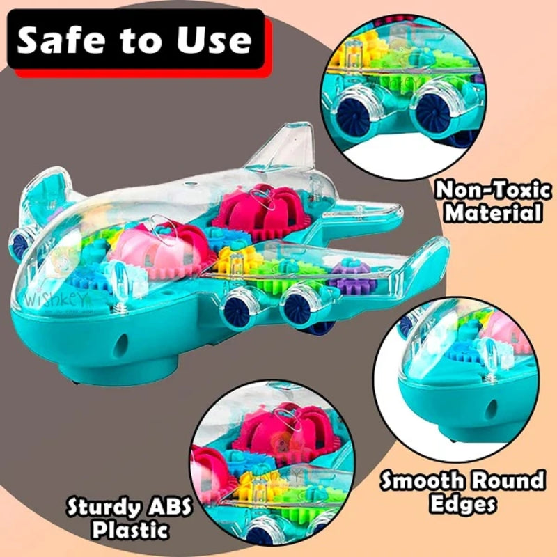 Gear Structured Airplane With Transparent Shell For Kids