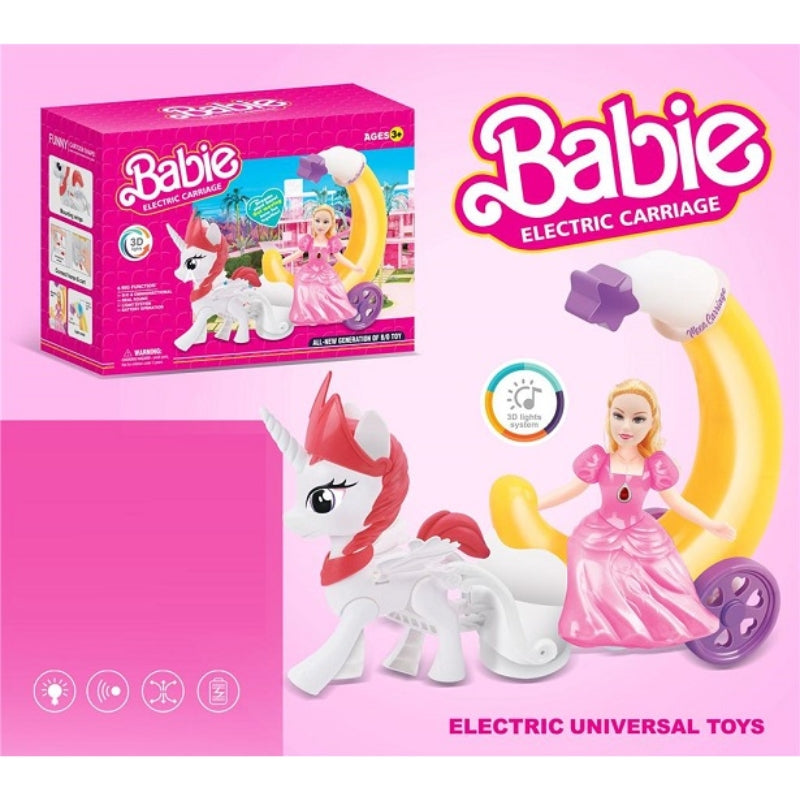 Barbie Electric Unicorn Carriage Toy For Kids