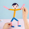 Wooden Man Educational Toy With 24 Cards And 48 Actions For Kids