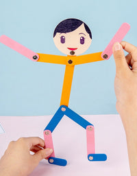 Wooden Man Educational Toy With 24 Cards And 48 Actions For Kids
