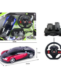 Bugatti Remote Control Car With Steering Wheel And Pedals For Kids
