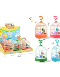 Singing Chirping Hanging Parrots In Cage Toy For Kids - 1 Piece Assorted
