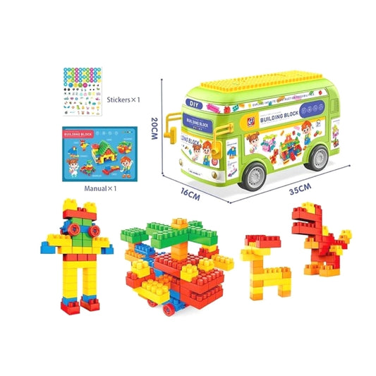 Children's Bus Building Blocks Toy For Kids - 168 Pcs