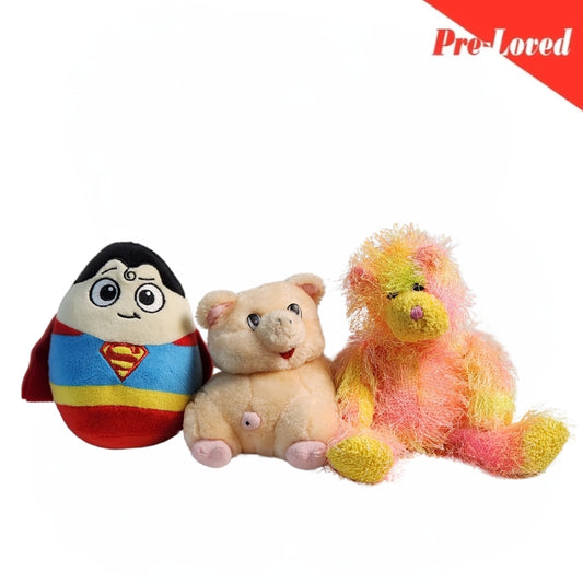 Ty Punkies/Pig/Superman Extra Soft Plush Toy Pack of 3 Premium Pre-loved