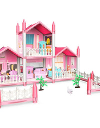 Dreamy Pink Doll House Playset For Kids
