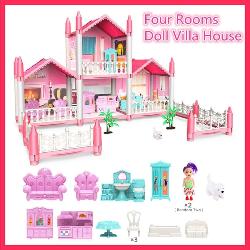 Dreamy Pink Doll House Playset For Kids