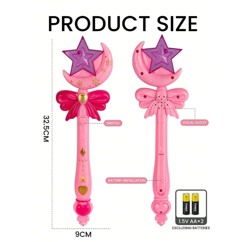 Wand With Star & Decor, Light & Sound Effect, Pretend Play Toy For Girls