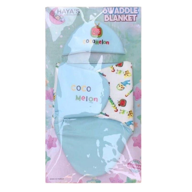 Baby Swaddle Blanket Co CO melon-Themed with Matching Cap – Soft and Comfortable