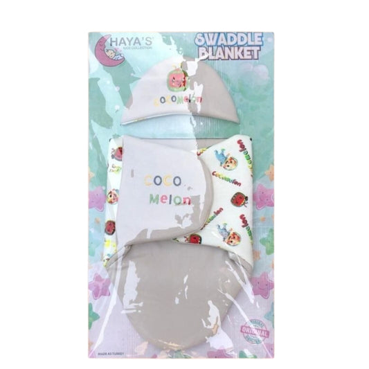 Baby Swaddle Blanket Co CO melon-Themed with Matching Cap – Soft and Comfortable