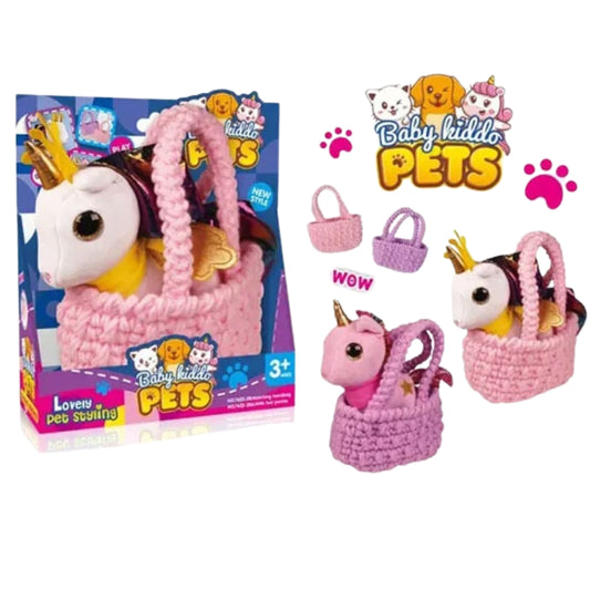 Adorable Pet Plush with Stylish Pink Bag – Perfect Companion for Kids