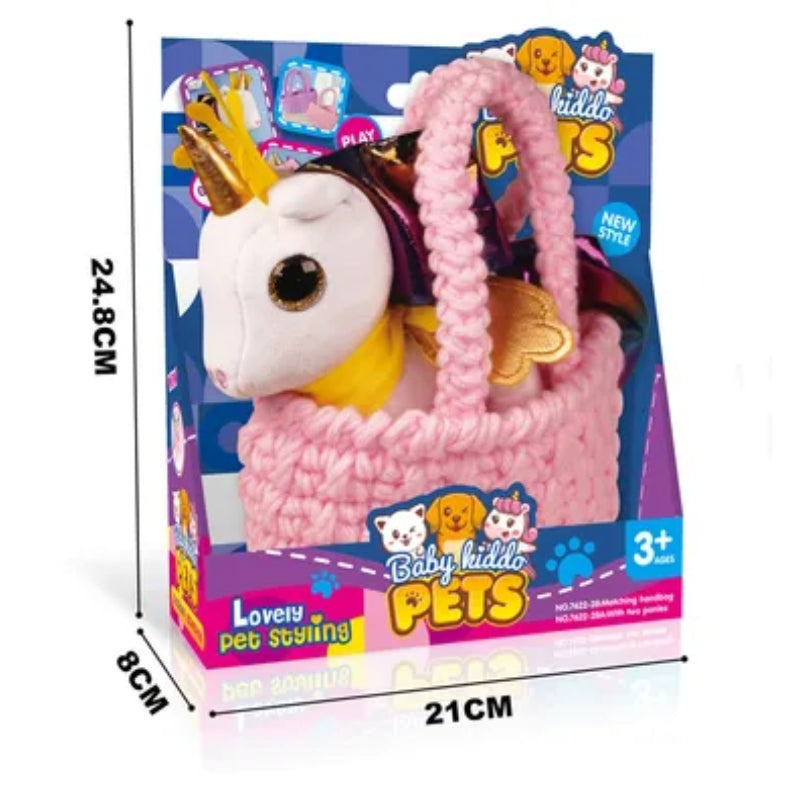 Adorable Pet Plush with Stylish Pink Bag – Perfect Companion for Kids