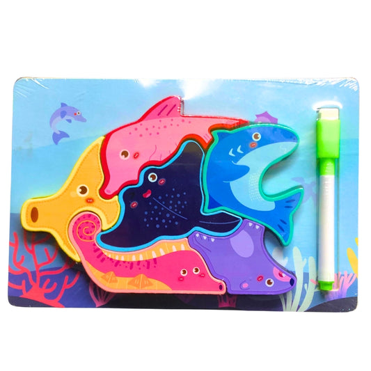 Ocean Adventure Wooden Puzzle with Water Pen – Fun & Educational Play